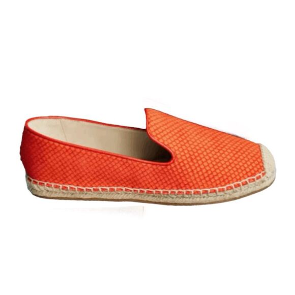 Vince Camuto Driston Espadrilles Flats Orange Suede Snakeskin Animal Print 8 - Picture 2 of 9